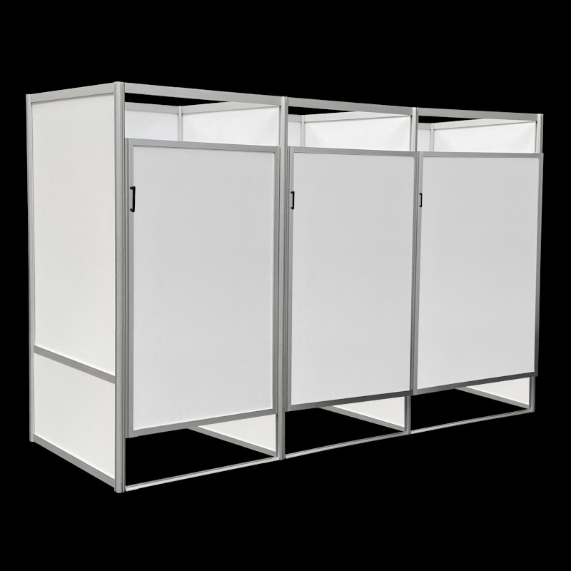 Kleedkamers 3 op een rij wit PVC HxBxD200x300x100cm onderbouw CBX - Afbeelding 1