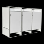 Kleedkamers 3 op een rij wit PVC HxBxD200x300x100cm onderbouw FLX