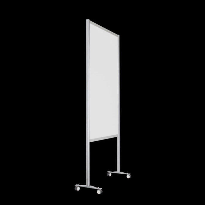 Wand wit wielen open onderzijde groter paneel Expositiepaneel scheidingswand op wielen