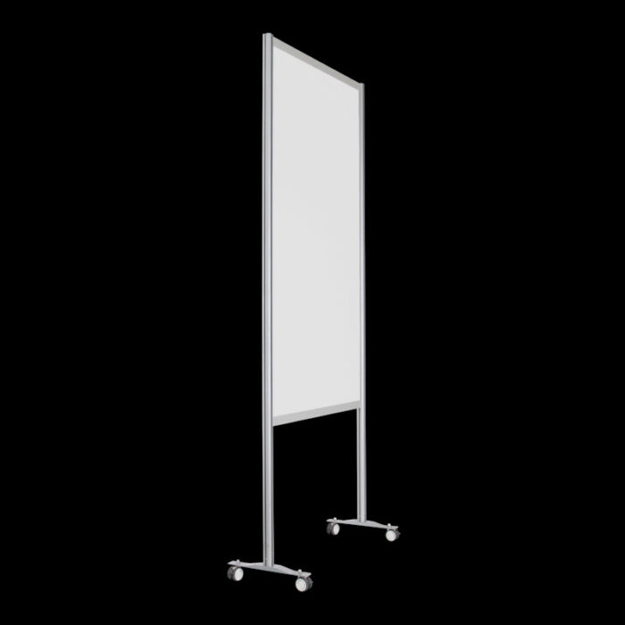 Wand wit wielen open onderzijde groter paneel HxB259x104cm Expositiepaneel scheidingswand op wielen