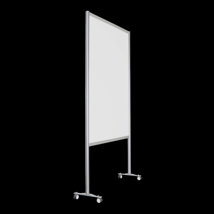Wand wit wielen HxB259x145cm open onderzijde Expositiepaneel scheidingswand op wielen