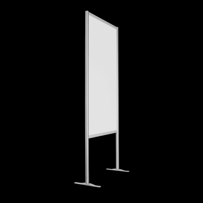 Wand wit op voeten HxB252x104cm met open onderzijde groter paneel