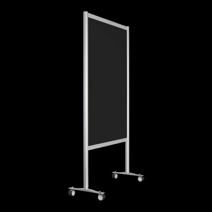Wand zwart wielen HxB197x104cm open onderzijde Scheidingswand expositiewand op wielen