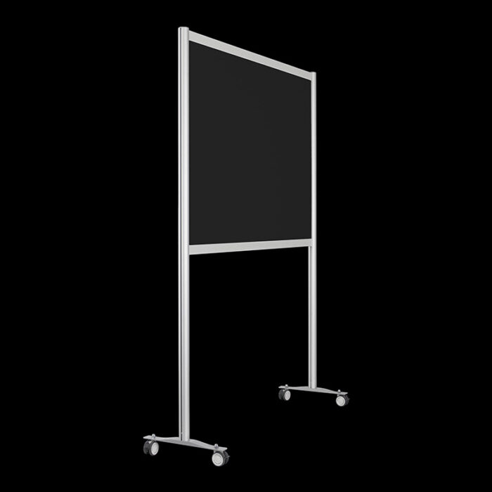 Wand zwart wielen HxB197x148cm open onderzijde Scheidingswand expositiewand op wielen