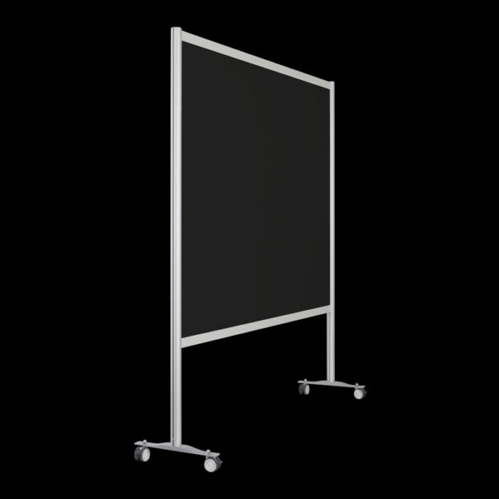 Wand zwart wielen HxB197x186cm open onderzijde Scheidingswand expositiewand op wielen
