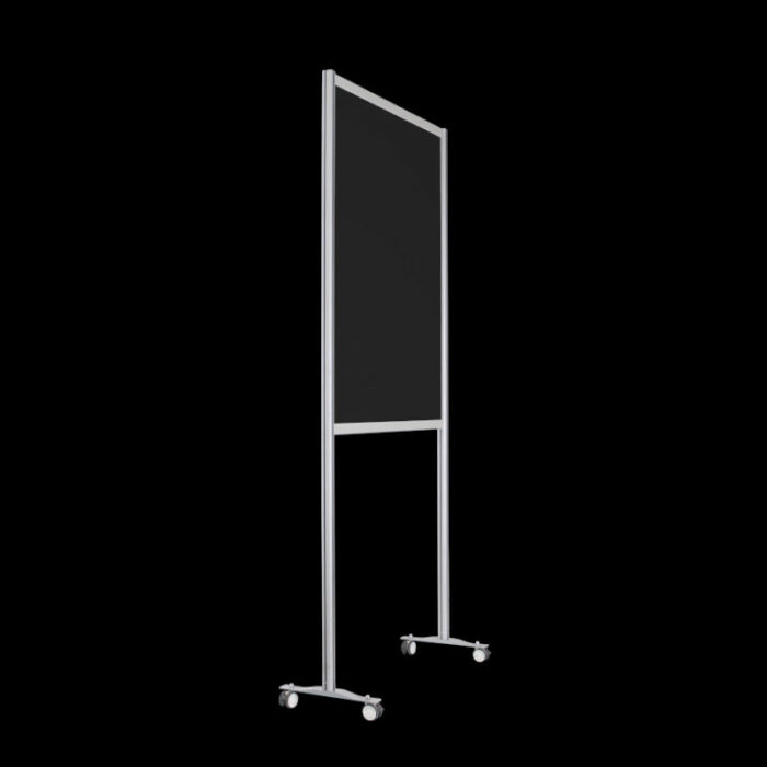 Wand zwart wielen HxB235x104cm open onderzijde Expopaneel scheidingswand