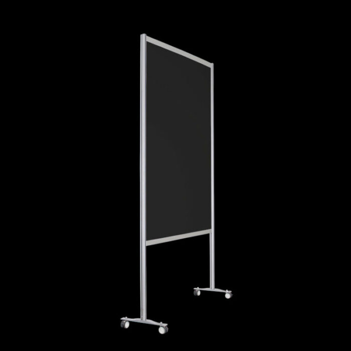 Wand zwart wielen HxB235x145cm open onderzijde Expositiepaneel scheidingswand