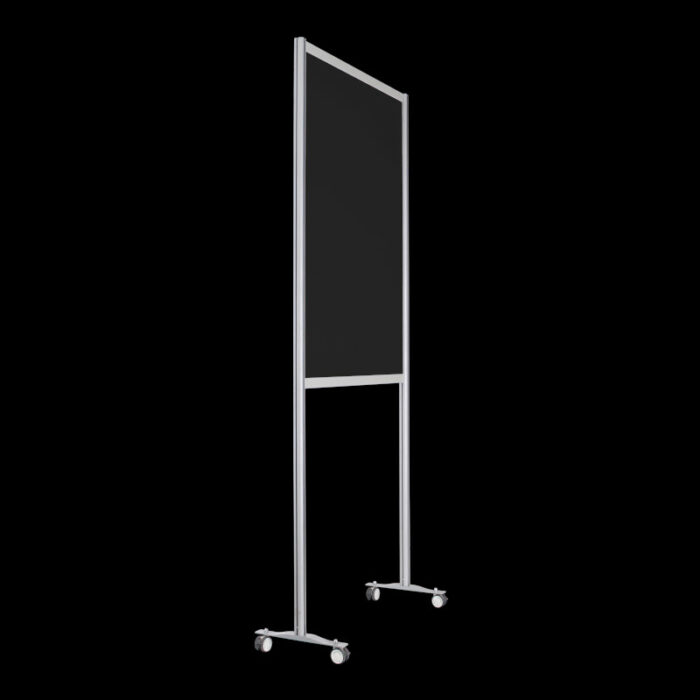 Wand zwart wielen HxB259x104cm open onderzijde Expositiepaneel scheidingswand