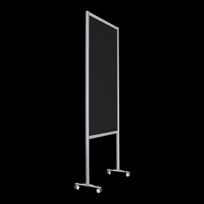 Wand zwart wielen open onderzijde groter paneel HxB259x104cm Expositiepaneel scheidingswand op wielen