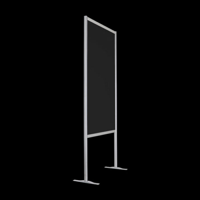 Wand zwart op voeten HxB228x104cm met open onderzijde (groter paneel)
