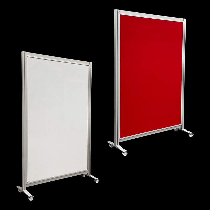 14450_Prikbord_whiteboard_combiwand_HxB202x130_wielen_prikbord_rood_2x Wand combi whiteboard en rood prikbord HxB202x130cm 2-zijdig op wielen SPECIAL - Afbeelding 1