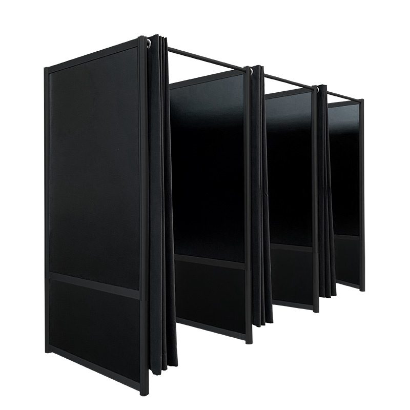 53126_Paskamer_geheel_zwart_standalone_onderbouw_CBX_en_2x_aanbouw_onderbouw_CBX_HxBxD200x300x100cm Pashokje demontabel volledig zwart en 2x aanbouw onderbouw HxBxD200x300x100cm CBX - Afbeelding 1