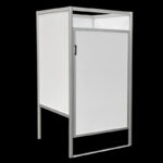 Kleedkamer wit HxBxD 200x100x100cm CBX, aluminium frame, PVC planelen en afsluitbare deur, voor winkels en evenementen.