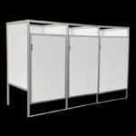 Kleedkamers of kleedhokken 3 op een rij, wit, met PVC panelen en aluminium frame.