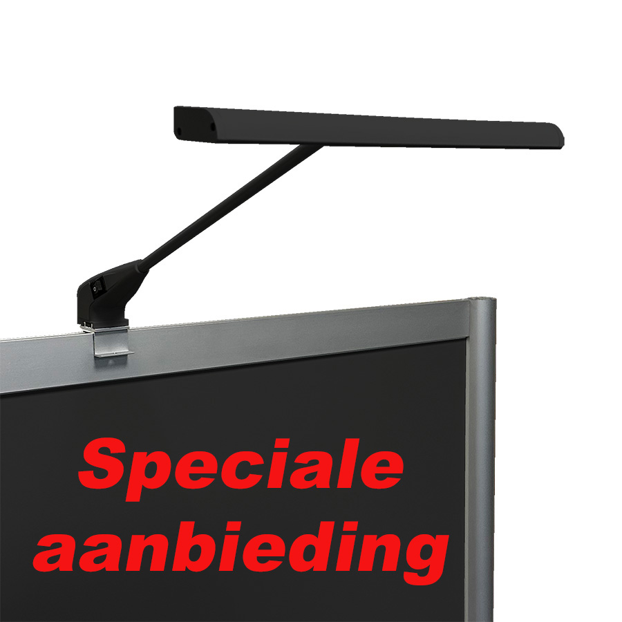 70112_LED_spot_zwart_17W_staaf_3000K_voor1_SA LED spot zwart 17 watt 3000 kelvin om boven op een wand te plaatsen om werken, schilderijen, foto's etc goed aan te lichten tijdens een expositie of tentoonstelling. Speciale aanbieding!