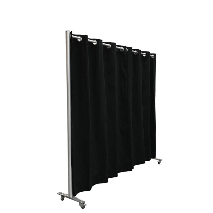 Pipe-and-drapewand HxB197x203cm zwart op wielen