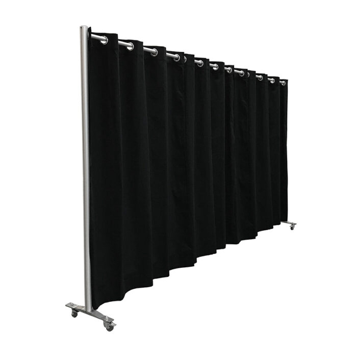 Pipe-and-drapewand HxB300x301cm zwart op wielen