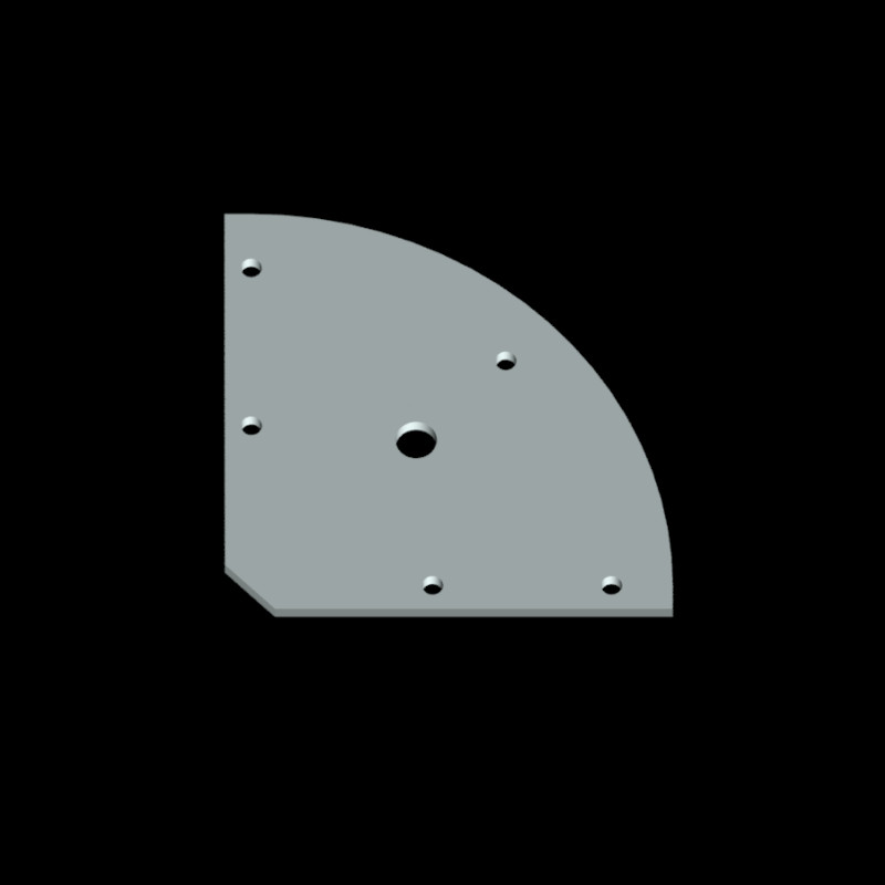 72138_Montageplaat_wiel_kwartrond_Ral_9006 Montageplaat wiel kwartrond RAL9006 - Afbeelding 1