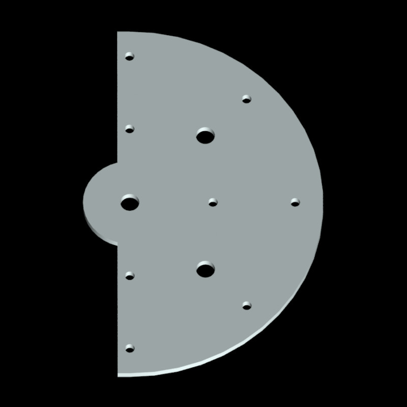 Montageplaat wiel halfrond RAL9006 - Afbeelding 1