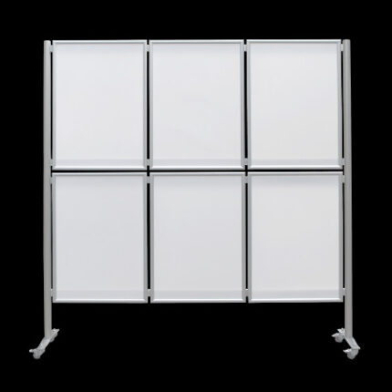 Posterwand HxB259x301cm met 12x A0 kliklijst 2-zijdig op wielen