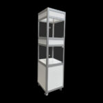 Vitrine glas HxBxD188x45,5x45,5cm afsluitbaar, met LED-verlichting, op wielen