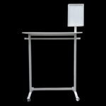 Kledingrek HxB197x120cm met plank en 2x A3 kliklijst op wielen - Afbeelding 2