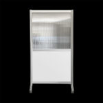 Wand wit met helder kanaalplaat HxB197x104cm op wielen