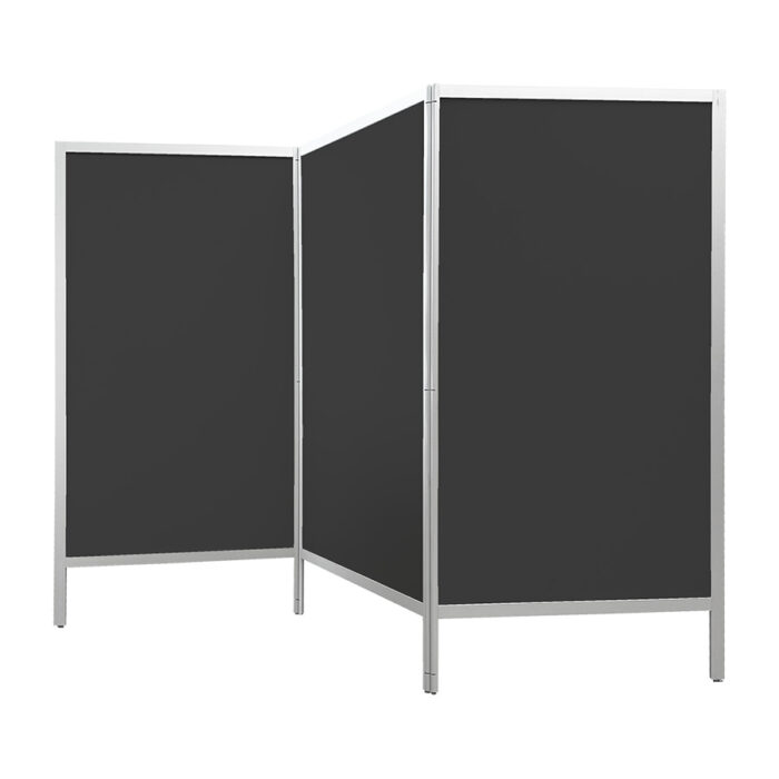 Expowand 3-luiks zwart HxB210x312cm met dichte onderzijde