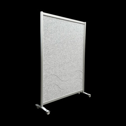 Akoestische wand vilt witgrijs op wielen HxB197x130cm