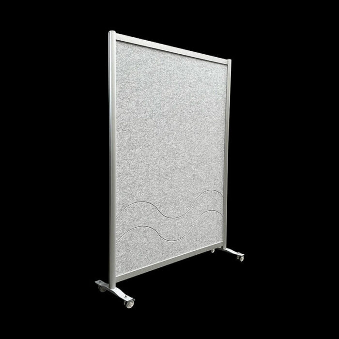 Akoestische wand vilt witgrijs op wielen HxB197x130cm