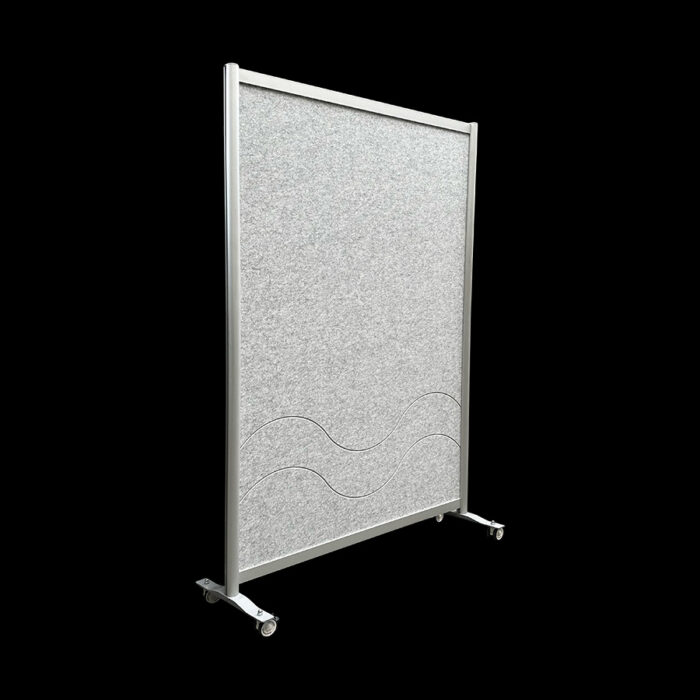 Akoestische wand vilt witgrijs op wielen HxB197x130cm