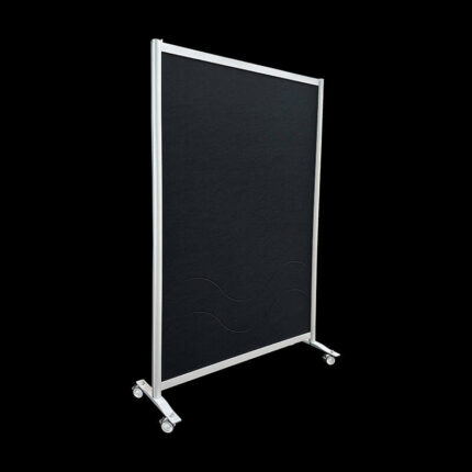 Akoestische wand vilt zwart op wielen HxB197x130cm