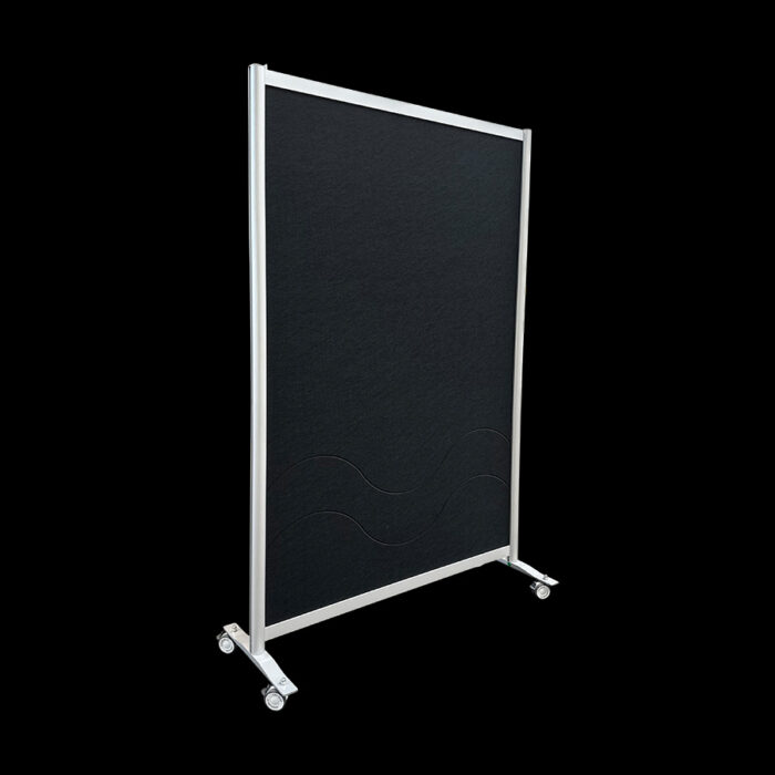 Akoestische wand vilt zwart op wielen HxB197x130cm
