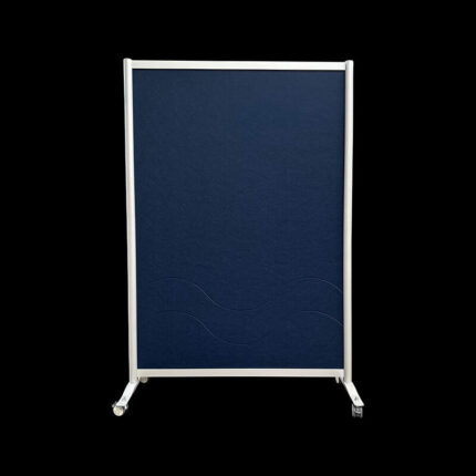 Akoestische wand vilt donkerblauw op wielen HxB197x130cm