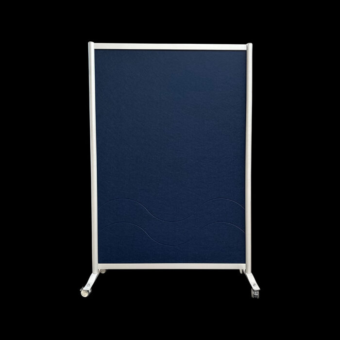 Akoestische wand vilt donkerblauw op wielen HxB197x130cm