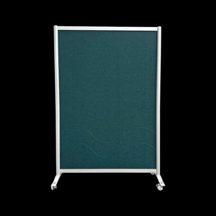 Akoestische wand vilt donkergroen op wielen HxB197x130cm