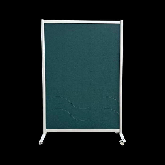 Akoestische wand vilt donkergroen op wielen HxB197x130cm
