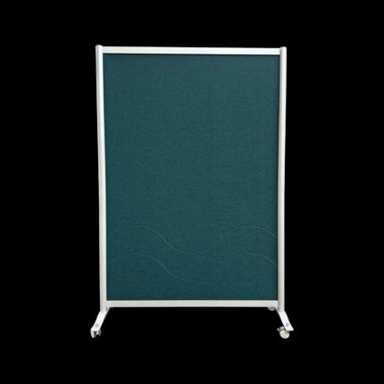 Akoestische wand vilt donkergroen op wielen HxB197x130cm