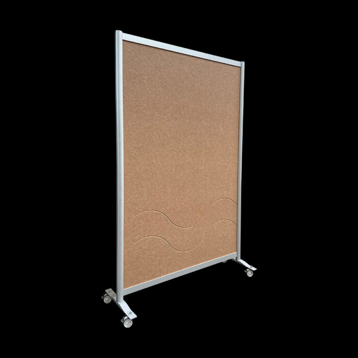 Akoestische wand vilt beige op wielen HxB197x130cm