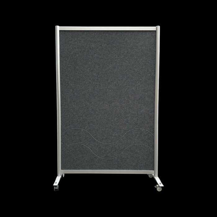 Akoestische wand vilt grijs op wielen HxB197x130cm