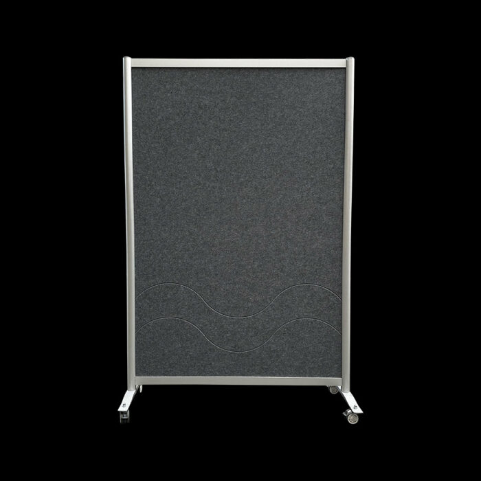 Akoestische wand vilt grijs op wielen HxB197x130cm