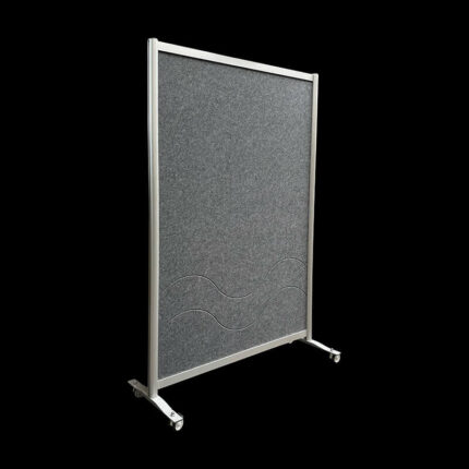 Akoestische wand vilt grijs op wielen HxB197x130cm