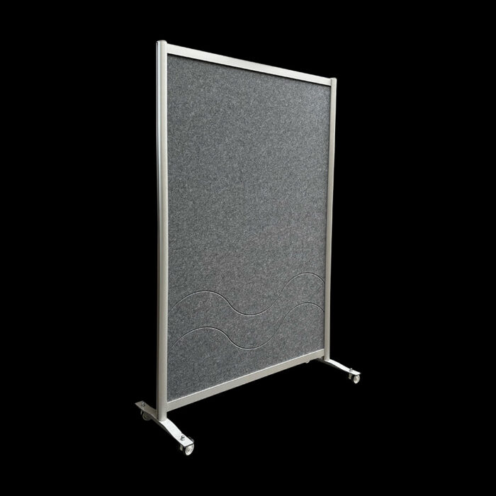 Akoestische wand vilt grijs op wielen HxB197x130cm