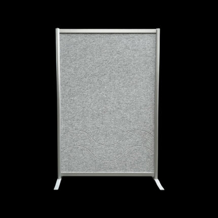 Akoestische wand vilt witgrijs op voeten HxB190x130cm