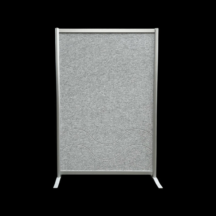 Akoestische wand vilt witgrijs op voeten HxB190x130cm
