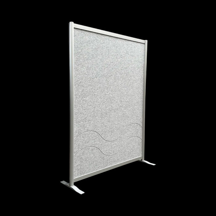 Akoestische wand vilt witgrijs op voeten HxB190x130cm