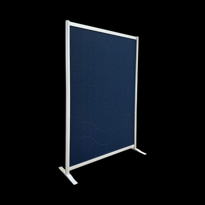 Akoestische wand vilt donkerblauw op voeten HxB190x130cm