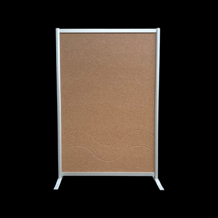 Akoestische wand vilt beige op voeten HxB190x130cm