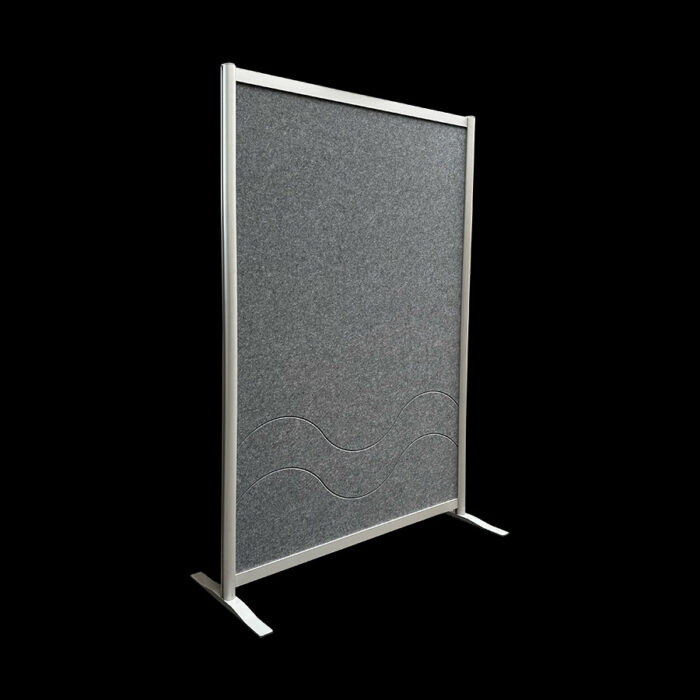 Akoestische wand vilt grijs op voeten HxB190x130cm