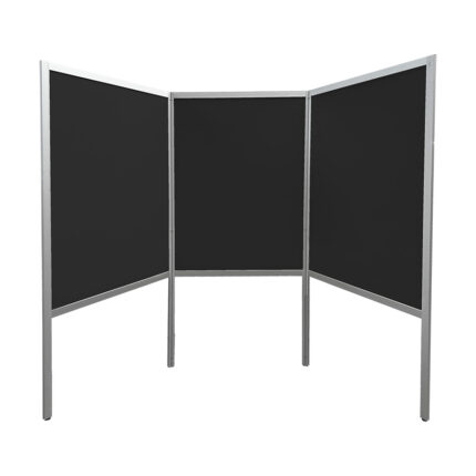Expowand 3-luiks zwart HxB210x312cm met halfopen onderzijde